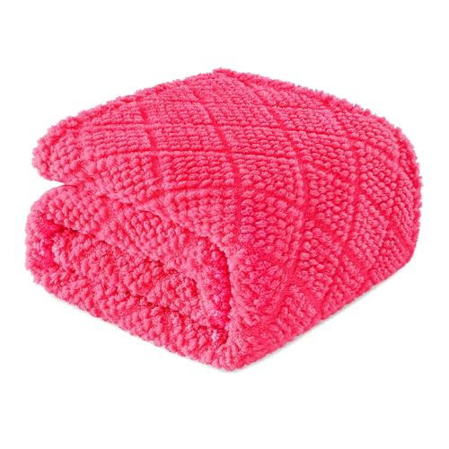 Whale Flotilla Soft Fleece Throw Blanket for Couch, Hot Pink | Jacquard Waffle Blankets for Home Decor, Lightweight and Cozy, All Season Suitable, 50x60 Inch - color: Hot Pink, size: Throw(50x60 Inch)