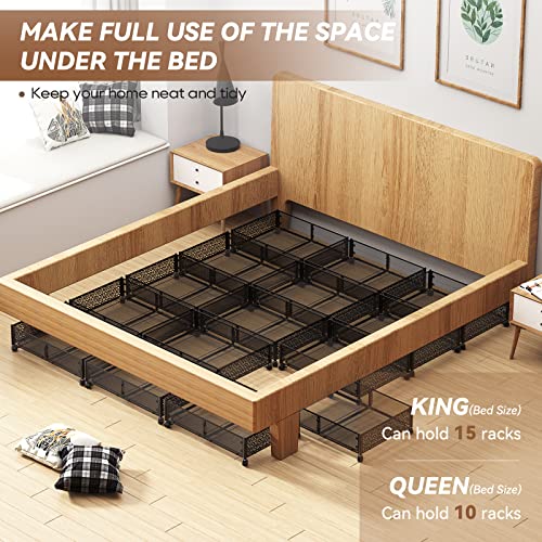 Under Bed Stroage Container with wheels,Patterned,Metal,2 Pack,Black | Tool-free assembly, glide smoothly, easy reach, foldable, maxmazie low-profile beds, dorm, keep seasonal clothes, shoes fresh - color: Black, size: 2 Pack(15.7×23.6")