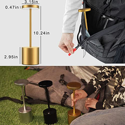 2Pack Cordless Table Lamp, Rechargeable LED Battery 5000mAh Metal USB Portable Powered Desk Lamp, 3 Levels Brightness Light for Restaurants Outdoor (2pack 10.25in Gold) | Battery 5000mAh Metal USB Portable Powered Desk Lamp, 3 Levels Brightness Light for