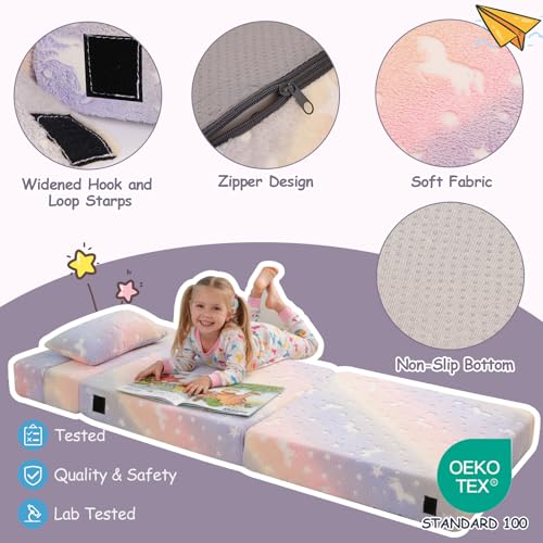 Kids Floor Sofa, Child Fold Up Sofa Couch Convertible Futon Folding Chair with Storage Bag for Kids, Twill Pegasus - color: Twill Pegasus