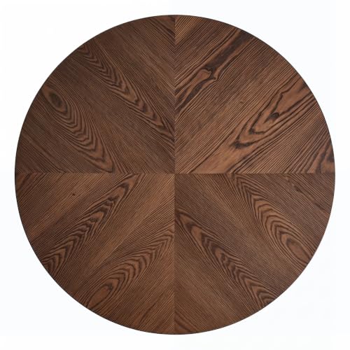 33.5" Round Coffee Table with Real Wood Parquet Top,Walnut | Mid-Century Modern Kitchen Table Center Table, Thickened Tabletop, Sturdy Base for living Room, Easy Assembly - color: E-33.5" Walnut