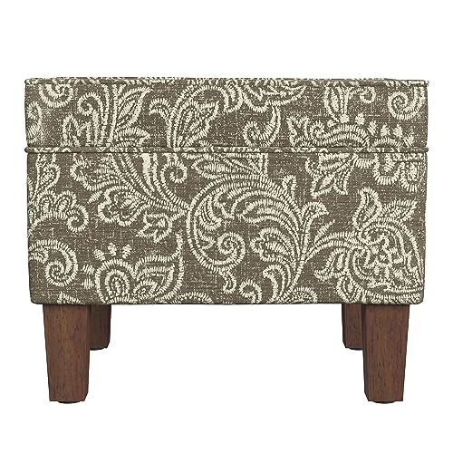 HomePop 22" Modern Rectangular Storage Ottoman - Brown Jacobean Print - color: Brown Jacobean Print