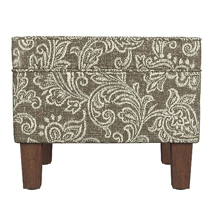 HomePop 22" Modern Rectangular Storage Ottoman - Brown Jacobean Print - color: Brown Jacobean Print