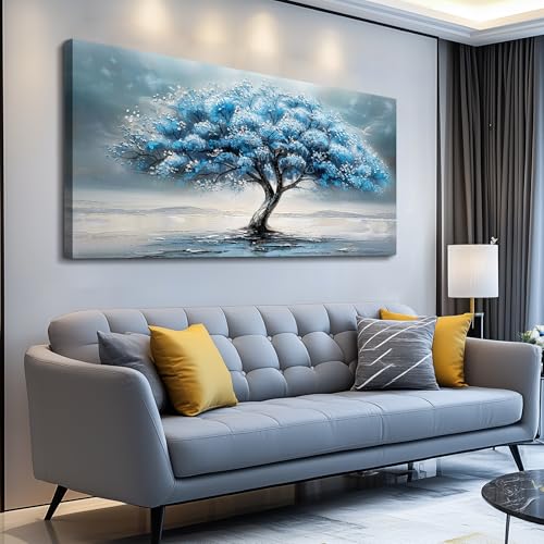 FUHAIHUA Canvas Wall Decor For Living Room Wall Art For Bedroom Large Size Office Decorations Blue Tree Paintings Abstract Wall Pictures Artworks ReadyTo Hang Dormitory Home Decoration 20"X40" - color: Blue Tree Paintings, size: 40"L x 20"W