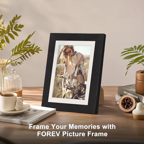 TOFOREVO 5x7 Picture Frames with 4x6 Mat Set of 6, Black | Wood Grain Design, Wall Mounting or Tabletop Display, for Christmas Mother's Day Father's Day birthday - color: Black Wood Grain, size: 5x7