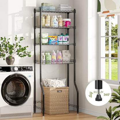 Simple Trending 4 Tier Over The Toilet Storage Rack, Bathroom Organizers and Storage Over Toilet with Adjustable Shelf and Basket, (Black) - color: 4-tier Black