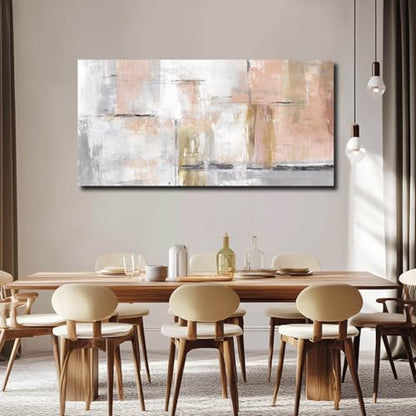 SOUGUAN 대형 추상 캔버스 벽 아트 모던 벽 장식 핑크 아트 포스터 73.7cm x 147.3cm(29인치 x 58인치) 홈 데코 거실용 아트워크 사무실용 - color: 핑크, size: 58"L x 29"W