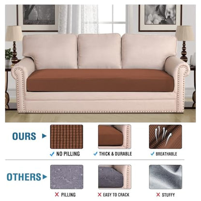 H.VERSAILTEX Super Stretch Individual Seat Cushion Covers Sofa Covers Couch Cushion Covers Slipcover Sets Thick Jacquard Textured Twill Fabric (1 Piece Sofa Cushion Cover, Caramel) - color: Caramel, size: 1 Cushion Sofa