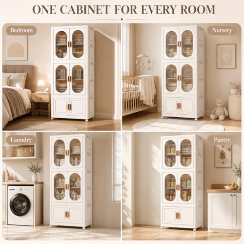2-Tier Hanging Foldable Closet with Storage Bin, 3-Tier Portable Armoire Organizer, Modular Folding Cabinet with Doors & Wheels for Nursery Room Organization, Clear - size: Style A