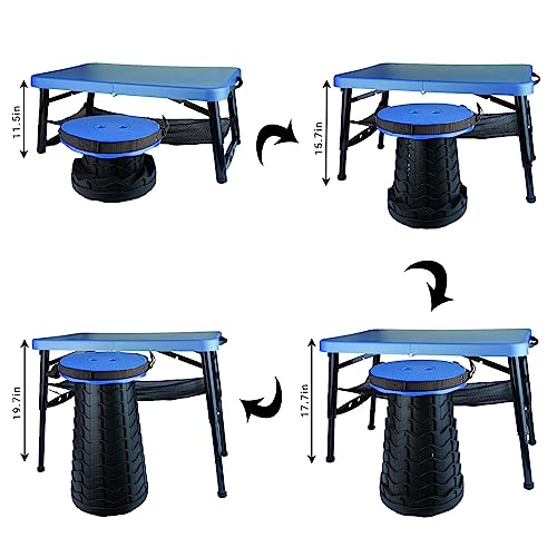 Small Folding Table, Adjustable Height, Camping & Picnic Table, 4 Foot Lightweight - color: Blue