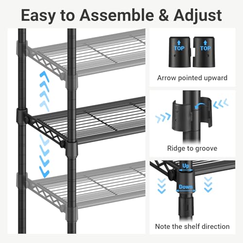 VIPEK V2S Heavy Duty Clothes Rack Portable Closet Organizer, Black | Closet System with 6 Tiers Adjustable Wire Shelves Shoe Shelves Metal Freestanding Clothing Rack for Walk-in Closet 750LBS - color: Black, style: V2S