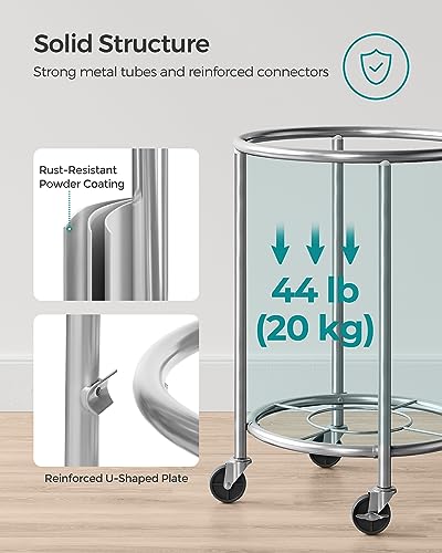 SONGMICS Laundry Basket, Rolling Steel Frame with 2 Locking Wheels, 110 L | Heavy-Duty Laundry Hamper Cart with Removable Bag, Gray and Metallic Silver, URLS002G01 - color: Gray + Metallic Silver, size: 110 L (1-Section)
