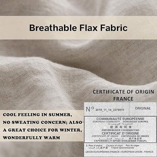 Simple&Opulence 100% Linen Duvet Cover Set with Embroidery Border Washed - 3 Pieces (1 Duvet Cover with 2 Pillow Shams) with Button Closure Soft Breathable Farmhouse - Linen, Queen Size - color: Linen, size: Queen