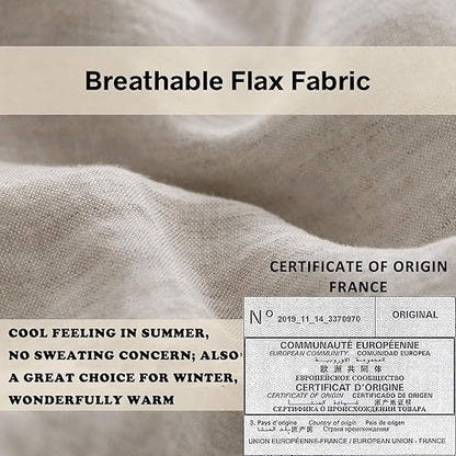 Simple&Opulence 100% Linen Duvet Cover Set with Embroidery Border Washed - 3 Pieces (1 Duvet Cover with 2 Pillow Shams) with Button Closure Soft Breathable Farmhouse - Linen, Queen Size - color: Linen, size: Queen