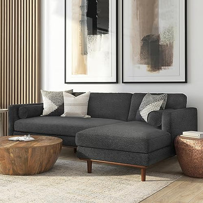 SIMPLIHOME Morrison Sofa and Ottoman 2-Piece Set in Charcoal Grey - color: Charcoal Grey, style: Right Sectional Sofa