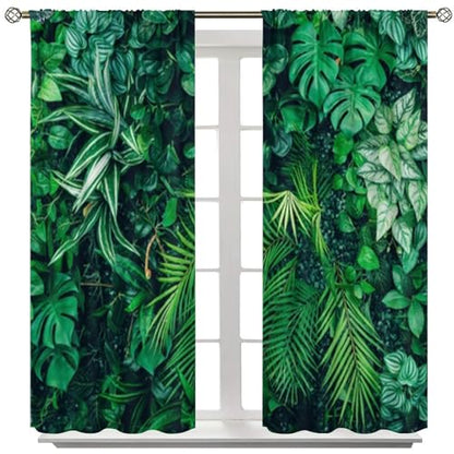 Tropical Palm Leaves Window Curtain, Summer Jungle Garden Nature Eco Theme Plant Blackout Window Drapes for Living Room Bedroom 42" W X 45" L - color: Flamingo-11, size: 21"W x 45"L (Pack of 2)