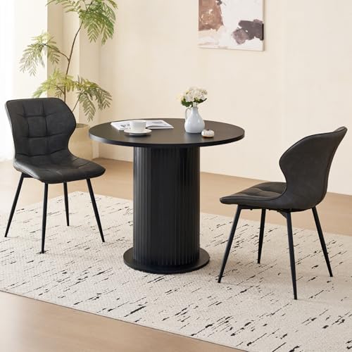 31.5" Round Dining Table for 2, Modern Small Pedestal Kitchen Table, Space Saving, for Apartment Dining Living Room,Black - color: Mini Black 31.5