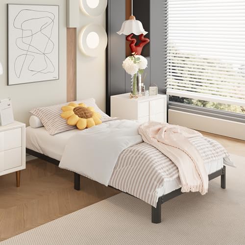Yicensen 9 Inch Twin Bed Frames with Rounded Corner Legs, Heavy Duty Metal Twin Size Platform Bed Frame No Box Spring Needed, Easy Assembly, Noise Free, Black - size: Twin, style: 9 Inch