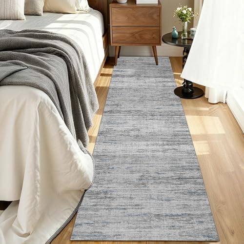 2x5 Washable Runner Rugs，Modern Abstract Rug Runner,Ultra-Thin Kitchen Runner Rug Non-Slip Backing Entryway Runners,Bathroom Carpet for Hallways,Bedroom，Laundry Room（Blue/Grey,2' x 5' ） - color: Blue/Grey, size: 2' x 5' (Runner)