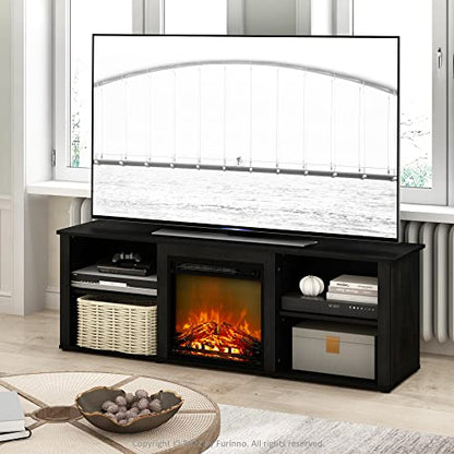Furinno Classic 70 Inch TV Stand with Fireplace, Americano - color: Americano, size: 70-Inch Classic