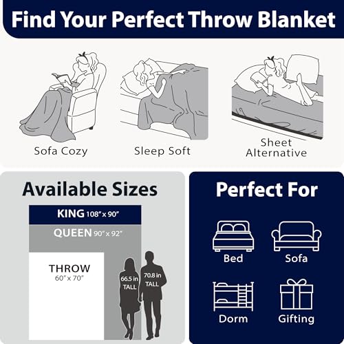 DEZ FURNISHINGS Ultra Soft Plush Fleece Throw Blanket, Double Sided Cozy Thick Warm Blanket for Sofa & Bed, Twin (66" x 90"), Light Gray - color: Light Gray, size: Twin (66" x 90")
