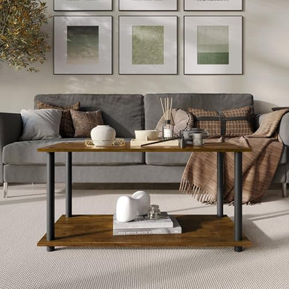 Coffee Table with Open Storage Shelf, Modern Design, Brown - color: Brown