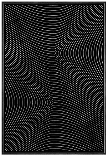 SIGNWIN Framed Canvas Print Wall Art Geometric Dark Black 3D Wave Landscape Abstract Shapes Illustrations Minimalism Contemporary Nordic Decorative for Living Room, Bedroom, Office - 16"x24" Black - color: A07-06-yuk27, size: 24"L x 16"W