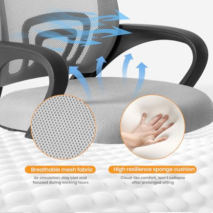 OLIXIS Ergonomic Office Chair 2 Pack, Home Desk Mesh Chairs, Lumbar Support | Height Adjustable, Fixed Armrest, Rocking Mode, 360 Swivel, 2 Pack Home, Grey - color: Grey, size: 2