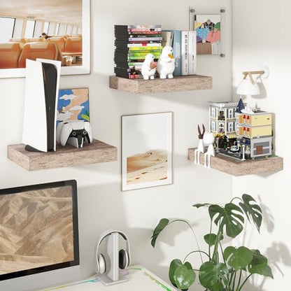 12 Inch Deep Floating Shelves, 16 Inch Grey Wall Shelves Set of 2 | Invisible Brackets, Engineered Wood, Mounting Hardware Included, 35LBS, Bathroom, Laundry Room, Kitchen, Living Room - color: Grey, size: 16W x 11.6D x 2H, 2 Pack
