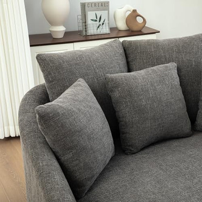 KEIKI 56" Oversized Chenille Single Sofa Chair with 5 Removable Pillows and High Density Foam Cushions, Modern 1-Seater Slipcoved Barrel Lounger Chair, Easy Assembly, for Living Room, Apartment, Gray - color: Grey