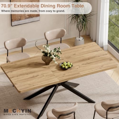 Extendable Dining Room Table for 4 6 8,55"-70" Kitchen Table Butterfly Leaf | Simply Flip Leaf Expandable Rectangle Dining Table,Long Large Wood Table for Kitchen Dining Living Room, Modern,Farmhouse - color: Butterfly Leaf 55"-71" Oak