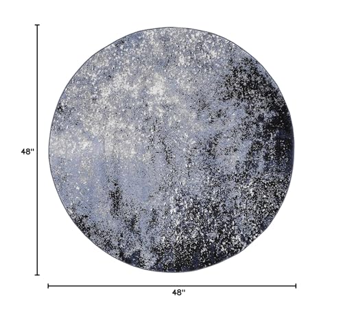 Nourison Home Passion Light Blue Black 4' x Round Area Rug - Easy Clean, Non Shedding, Bed Room, Living Room, Dining Room, Kitchen (4' x Round) - color: Light Blue Black, size: 4' (Round)