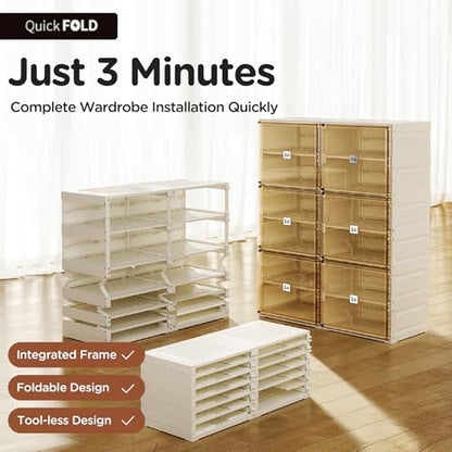 ANTBOX Portable Shoe Rack Organizer for Closet Entryway, Stackable Sneaker Storage Shoe Cabinet with Magnetic Clear Door, Large Plastic Storage containers Bins with Lids 8 Tiers 32 Pairs - size: 8 Tiers 32 Pairs