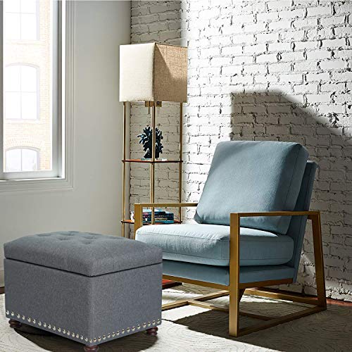 Storage Ottoman Bench Rectangular Fabric Organization Foot Rest, 24 Inch Modern Tufted Bedroom Foot Stool and Seat for Entryway, Bedroom, Living Room - color: Grey