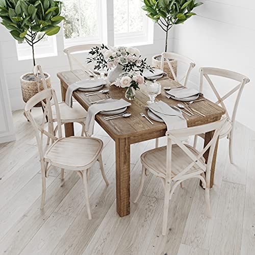 Merrick Lane Jessamine 60" x 38" Rectangular Rustic Solid Pine Farm Dining Table, Antique Farmhouse Wooden Dining Table for Kitchens and Parties, Antique Rustic - color: Antique Rustic, size: 60" x 38"