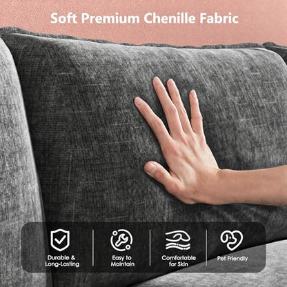 Marsail Modular Sectional Sofa 110.6" U-Shaped Modern Comfy Cloud Couch, 5-Seat Chenille Deep Seat Sofa with Throw Pillow & Movable Ottoman for Living Room, Bedroom and Apartment, Slate Gray - color: Slate Gray, size: 110.6" - U Shape