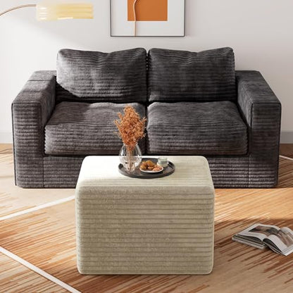 WLIVE Boneless Ottoman, Lightweight, Movable Foot Rest Stool for Living Room, Greyish Beige - color: Greyish Beige, size: Pouf Ottoman