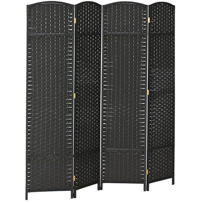 HOMCOM Room Divider 4 Panel Folding Privacy Screen 5.6' Tall Nature Wood | Freestanding Partition, Home Office, Bedroom - color: Black, size: 4 Panel