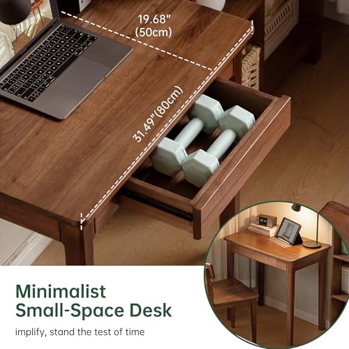 Walnut Desk, Solid Wood Home Office Desk, Mid-Century Modern Computer Desk with Drawers, Writing Desk for Study, Bedroom, Work 39.37" W - size: 39.37"W
