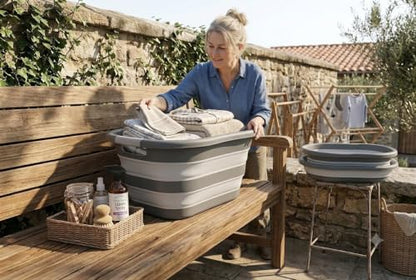 SAMMART 40L (10.5 gallon) Collapsible Plastic Laundry Hamper - Foldable Pop Up Storage Container/Organizer - Portable Washing Tub - Space Saving Basket (1, Grey/Dark Grey) - color: Grey/Dark Grey