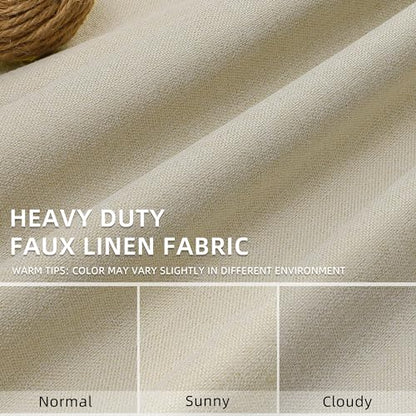 ChrisDowa Tan Blackout Curtains 45 Inches Long 2 Panels for Bedroom | Room Darkening,Light Blocking,Thermal Insulated,Faux Linen,Farmhouse,Grommet,Window Treatment,Drapes,Living Room,52x45 - color: Tan, size: 52"W x 45"L (Pack of 2)