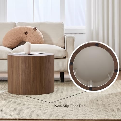 Ya-Home Round Coffee Tables Side Table Set of 2, Wood Nesting End Table for Living Room Balcony Office, Walnut Wooden Color, No Assembling - color: Walnut