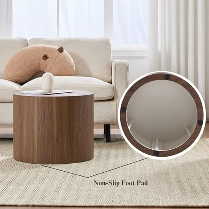 Ya-Home Round Coffee Tables Side Table Set of 2, Wood Nesting End Table for Living Room Balcony Office, Walnut Wooden Color, No Assembling - color: Walnut