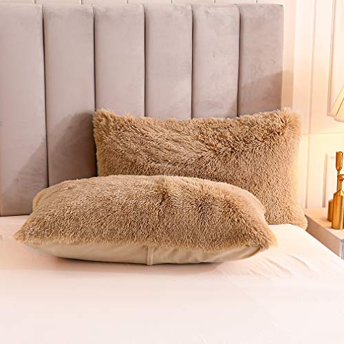 Faux Fur Velvet Fluffy Bedding Duvet Cover Set Down Comforter Quilt Cover with Pillow Sham, Ultra Soft Warm (Twin, Camel) - color: Camel, size: Twin