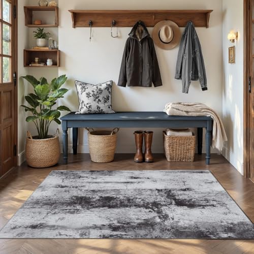 Toneed Abstract Area Rug Modern Washable Rug Soft Non Slip Rug Low Pile for Bedroom Living Room Dining Room Slate Grey 3x5 Feet - color: Slate Grey, size: 3' x 5' (Rectangular)
