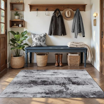 Toneed Abstract Area Rug Modern Washable Rug Soft Non Slip Rug Low Pile for Bedroom Living Room Dining Room Slate Grey 3x5 Feet - color: Slate Grey, size: 3' x 5' (Rectangular)