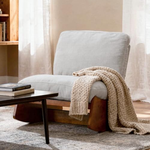 Armless Rocking chair, Upholstered Glider Lounge Chair, Light Gray | Comyf Chenill, Curved Solid Wood Base, for Living Room, Bedroom - color: Light Gray