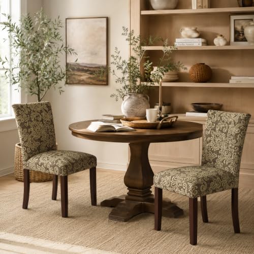 HomePop Classic Parsons Dining Chair, Pack of 2, Brown Jacobean Print - color: Brown Jacobean Print, style: Pack of 2