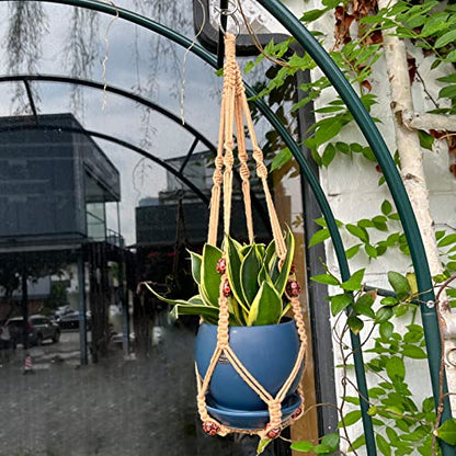Macrame Plant Hanger for 5 to 10 Inch Plant Pots, Set of 2 Indoor Handmade 35 Inch Woven Rope Hanger Kits with Hooks and Wood Beads, Hanging Planter Basket Holder for Boho Home Decor (Brown, 2 Pack) | 35 Inch Hanging Planter with Hooks, Fits 5-10" Pots, S