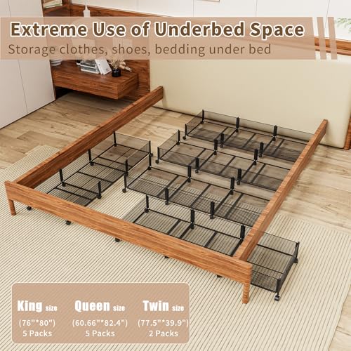 47.2'' Long Under Bed Storage on Wheels, 57.6L Large Capacity Rolling Under the Bed Storage Containers, Tool-Free Assembly Foldable Underbed Shoes Clothes Toy Drawers - size: 1 Pack (47.2×15.7")